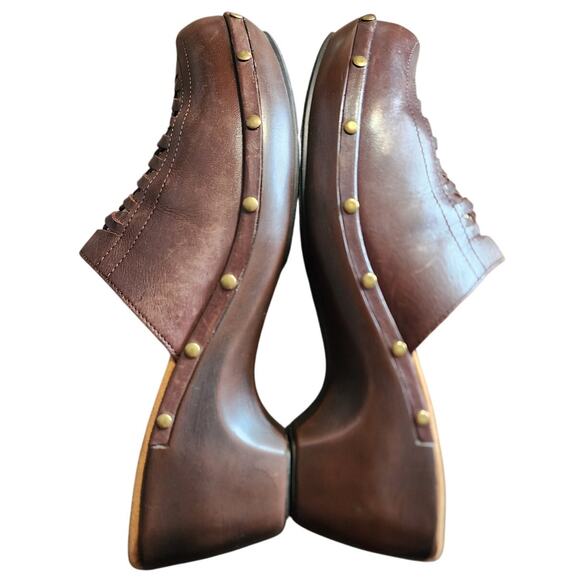 Eddie Bauer Brown Leather Slip On Mule Clog Size 11M - Picture 5 of 7